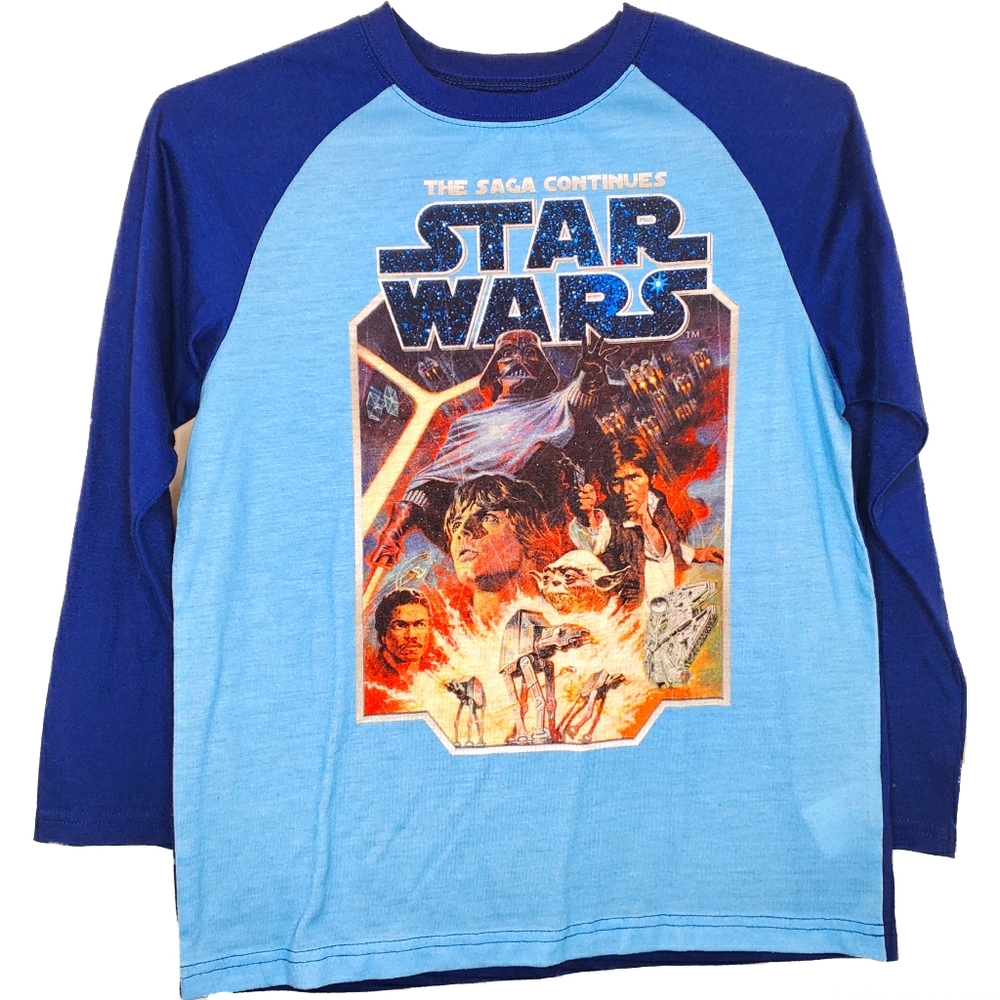 12) OLD NAVY Original STAR WARS Movie Poster Raglan Long-Sleeve Sz. 8 Big Kids